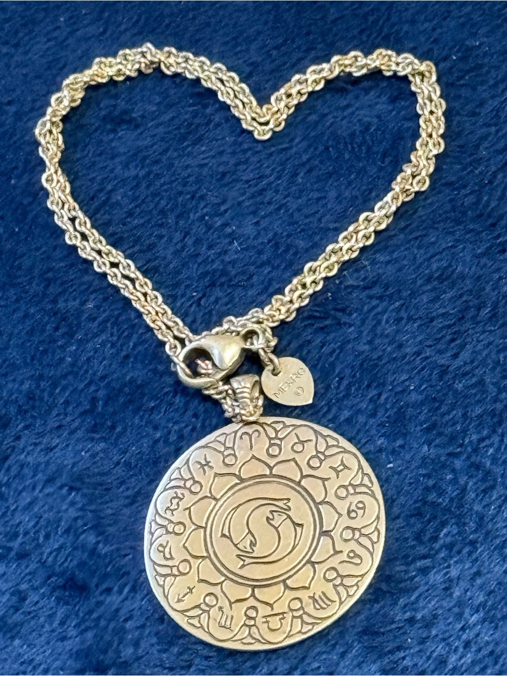 Authentic Me & Ro XL 1” Sterling Silver Zodiac Medallion Necklace 16”L -  Pisces